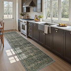 MontVoo-Vintage 2x10 Runner Rug-Soft Green Washable Runners for Hallways-Non Slip Bedside Rugs for Bedroom-Machine Washable Long Rug for Hallways Entryway Laundry Room Stair Kitchen Bathroom
