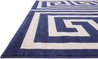 Unique Loom Athens Collection Classic Geometric Modern Border Design Area Rug (8' 0 x 11' 4 Rectangular, Navy Blue/ Beige)