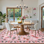 Lahome Insect 9x12 Area Rugs for Living Room Bedroom, Soft Washable Rugs 9x12 Stain Resistant, Ultra-Thin Non-Slip Non-Shedding Accent Carpet for Dining Room Office, Pink