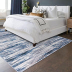 5x7 Modern Abstract Area Rug for Bedroom, Navy Blue Gray Neutral Multi Large Super Soft Washable Rug with Non-Slip, Non-Shedding Rugs for Living Room, Indoor Door Mat for Home Décor