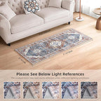 Deerly 2x7ft Bohemian Kitchen Runner Rug - Floral Design, Soft Low Pile, Non-Slip, Border Brown/Navy Blue