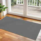Braided Runner Rug 2x5 Ft Washable Runners for Hallways Non Slip Rubber Backed Kitchen Runners Cotton Entryway Runner Indoor, Woven Floor Carpet for Hall Kitchen Bedroom, Dark Grey/Grey