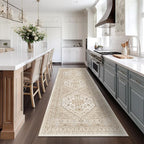 zesthome Washable Runner Rug 2.5x8 - Stain Resistant Entryway Rug,Ultra-Thin Kitchen Rugs, Anti Slip Backing Runner Rugs for Entrance Laundry Room Indoor Hallway (Cream/Beige,2.5'x8')