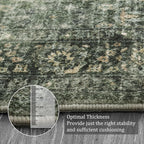Morebes Washable Dark Green Runner Rug 2x8, Vintage Boho Runners for Hallways Non Slip, Soft Floral Indoor Floor Throw Carpet for Kitchen Laundry Room Bedroom Bathroom Living Entryway