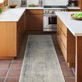 RUGGABLE Washable Vintage Runner Rug – Kamran Blue Quartz 2.5x12, Stain-Resistant, Non-Slip Hallway Runner – Machine Washable Rug for Hallway, Entryway, Living Room & Kitchen–with Standard Pad