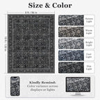 Vintage Charcoal 8x10 Area Rugs for Living Room, Retro Dark Earth Tone Carpet Rug for Bedroom Dining Room, Low Pile Thin Washable Non Slip Room Rug for Home Office Family Room