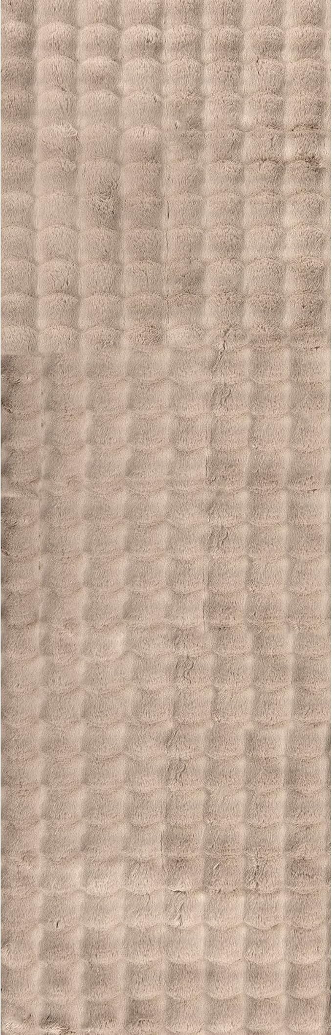 Nuloom Jeni Taupe, 2'6" x 10', Solid Faux Rabbit, Fluffy and Cozy, High Traffic, Stain Resistant, Easy Clean, Durable Washable Runner for Bedroom, Living Room, Dining, Den, Foyer, Entryway