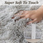 4x6 Area Rugs for Living Room Bedroom, Soft Fluffy Shaggy Bedside Rug, Indoor Floor Carpet for Kids Playroom, Dorms, Nursery Rooms, Home Decor (Tie-Dyed Light Grey 4'x6')