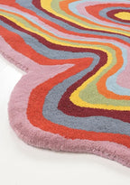 Irregular Shaped Handmade Wool Rug | Modern Colourful Stripe Premium Area Rug Perfect for Home Decor (IR-D, 10x10 ft)