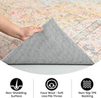 5x7 Washable Rug – Boho Non-Slip Indoor Area Rug for Living Room, Bedroom, Dining Room, Entryway – Soft Peach and Sky Blue with Blush Accents