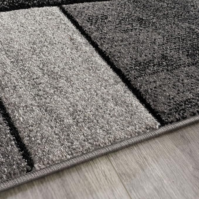 Paco Home Area Rug Modern Geometric Pattern in Grey White, Size: 2' x 3'7"