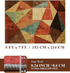 YIHOUSE Brown Area Rug 5x7,Geometric Burnt Orange Area Rug Non Slip,Farmhouse Rugs Washable,Vintage Burgundy Carpets for Bedroom, Boho Rug for Kitchen,Dining Room