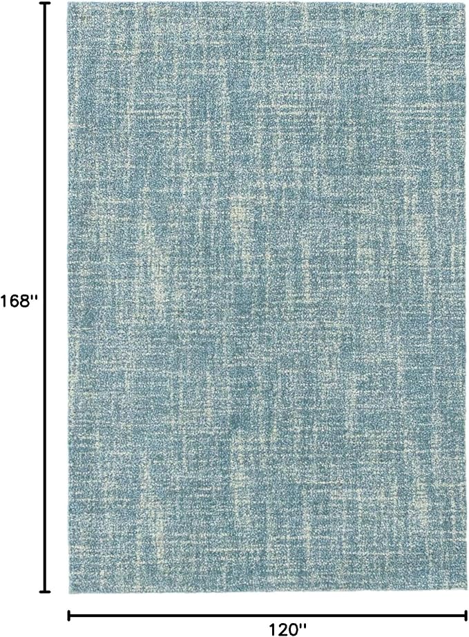Dash and Albert Crosshatch Wool Area Rug - 9.5 X 13.5 Aegean Solid Hand Micro Hooked Accent Rug - Durable, High Traffic Areas Bedroom, Hallway, Stairs - Premium Luxury Hotel Quality Soft Breathable