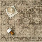 3x10 Washable Runner Rug for Kitchen Hallway Brown Vintage Non-Slip Low Pile Distressed Rustic Carpet Lightweight Vacuumable Soft Long Throw Rug for Indoor Entryway Bedroom