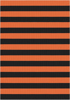 KOZYFLY Striped Outdoor Rug 4x6 Ft Orange and Black Halloween Fall Hand Woven Area Rug Washable Outdoor Doormats Indoor Entrance Mat for Front Door Kitchen Entryway Patio Front Porch Decor