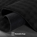 CAMILSON Modern Black Non Slip Rug 5x7 Ultra Soft High Pile Area Rugs Non Skid Rubber Backing Durable & Easy to Clean Carpet for Living Room Bedroom Kids Room Indoor Use (5 x 7 Black)