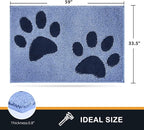 PURRUGS Dirt Trapping Door mat 33.5" x 59", Non-Skid/Slip Machine Washable Microfiber Entryway Rug, Dog Door Mat, Super Absorbent Welcome Mat for Muddy Wet Shoes and Paws, Light Blue