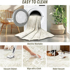 6x9 Area Rugs Washable Rugs for Living Room, Vintage Boho Rug Non-Slip Soft Floral Distressed Rug Low Pile Stain Resistant Carpet for Bedroom Nursery Office Dining Room Farmhouse Dorm(Beige, 6'x9')