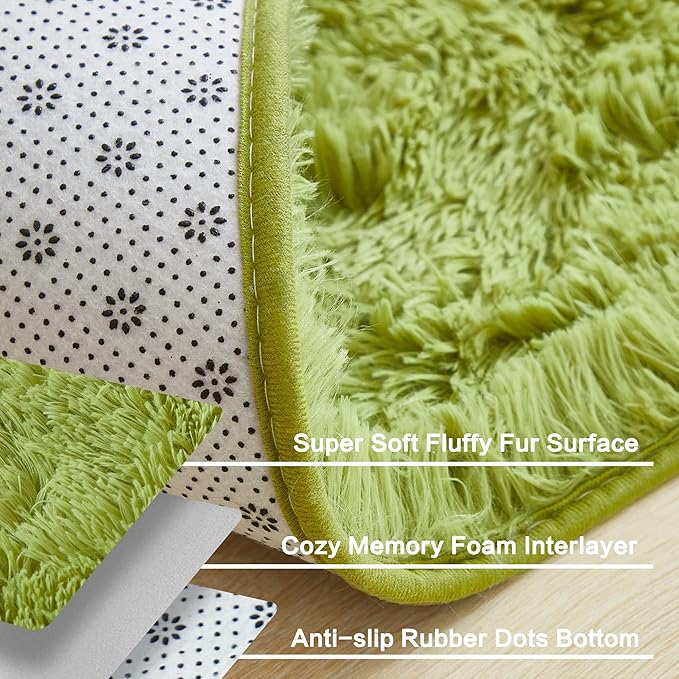 Andency 8x10 Area Rugs for Living Room, Olive Green Non-Slip Fluffy Soft Large Shag Bedroom Carpet, Big Indoor Thick Nursery Rug for Kids Dorm Home Decor Aesthetic