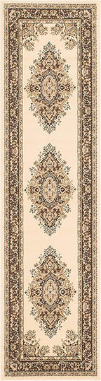 Unique Loom Reza Collection Traditional Persian Style Area Rug, 2 ft 7 in x 10 ft, Ivory/Brown
