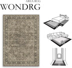 8x10 Washable Brown Area Rug Vintage Living Room Bedroom Carpet Non-Slip Soft Low Pile Distressed Indoor Large Throw Rug for Dining Room Office