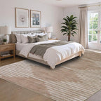 HelloTree Area Rug for Living Room 8x10 Washable Geometric Rug Stripe Farmhouse Bohemian Minimalistic Non Slip Non Shedding Ultra Thin Soft Rug for Bedroom Office DiningRoom Nursery-Pink&Khaki