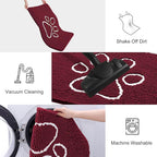 Smiry Dog Door Mat for Muddy Paws, Absorbent Dirt Trapper Non Slip Quick Dry Washable Chenille Mat for Mud Dogs, Entry Rug for Indoor and Outdoor (40x32 Inches, Burgundy and White)