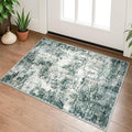 Modern Abstract Entryway Rug Indoor 2x3 Washable Non-Slip Soft Grey Green Colorful Small Area Rug Kitchen Mat Thin Print Faux Wool Floor Carpet for Entrance Bedroom Office