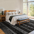 BESTSWEETIE 6x9 Area Rugs for Living Room Washable Moroccan Farmhouse Neutral Geometric Low Pile Non-Slip Soft Print Pattern Rug for Bedroom Kitchen Dining Room Entryway Black/White