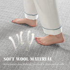 Shilucheng Wool Rug 9x12 Non-Slip, Blend 80% Wool and 20% Cotton Rugs for Living Room, Bedroom, Dinning Room, Soft Durable Cotton Backing Modern Area Rug (Gray/White)