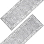 jinchan Fiora Runner Rug 3x8-2pcs Kitchen Washable Vintage Rug Hallway Rug Floral Print Floor Cover Indoor Thin Retro Mat Accent for Bathroom Laundry Room Bedroom Office Farmhouse (Double,Grey)