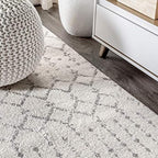 JONATHAN Y Boho Vintage Diamond Cream/Gray Runner Rug 2X8 ft, Moroccan Hype for Living Room, Bedroom, Kitchen, Office, Easy-Cleaning, High Traffic, Pet-Friendly, Non-Shedding (MOH101B-28)