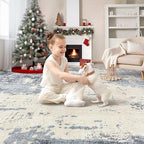 5x8 Area Rug Living Room Rugs - Washable Neutral Modern Abstract Soft Thin Rug Indoor Floor No Slip Rug Carpet for Bedroom Under Dining Table Home Office Decor - Blue/Light Brown