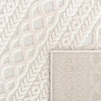 Paco Home Modern Area Rug with Carved Geometric Pattern in Cream Ivory, Size: 5'3" x 7'7"