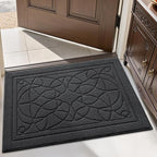 LUMI Door Mat Indoor Entrance 24"x36", Front Welcome Mat with Non-Slip Rubber Backing, Low Profile Dirt Trapper Inside Doormat for Entrance, Garage, Patio, Grey