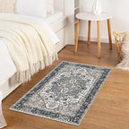 KOZYFLY Small Area Rug 2x3 Ft Rugs for Entryway Washable Boho Entry Rug Non Slip Door Mat Indoor Entrance Faux Wool Vintage Printed Kitchen Rug Throw Rugs for Entrance Kitchen, Black/Taupe/Beige