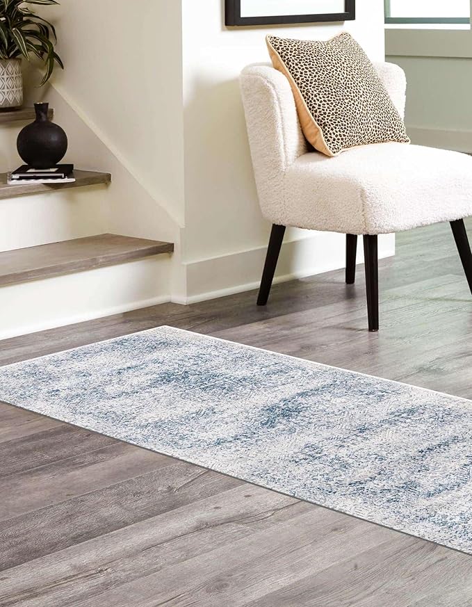Unique Loom Finsbury Collection Area Rug - Sarah (2' x 6' 1" Runner, Blue/ Ivory)