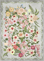 Floral Washable 5x7 Area Rugs - Living Room Rug Non Slip Low Pile Stain Resistant Carpets Indoor Vintage Flower Print Rug for Bedroom Dining Room Kitchen Home Office, Grey