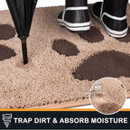 PURRUGS Dirt Trapping Door Mat 32" x 70", Non-Skid/Slip Machine Washable Microfiber Entryway Rug, Dog Doormat, Super Absorbent Welcome Mat for Muddy Wet Shoes and Paws, Beige