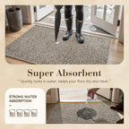 MontVoo Door Mat Indoor Entrance Doormat, Absorbent Durable Rubber Non Slip Front Door Mat for Inside Entry Entryway Dirt Trapper Welcome Mat, Grey Brown 24''x36''