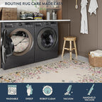 Lahome Boho Floral Beige Washable 5x7 Area Rugs for Living Room, Non Slip Rugs for Bedroom, Indoor Throw Dining Room Carpet for Under Table Entryway Kitchen Office(Beige,5x7)