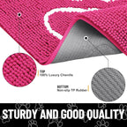 Smiry Dog Door Mat for Muddy Paws, Absorbent Dirt Trapper Non Slip Quick Dry Washable Chenille Mat for Mud Dogs, Entry Rug for Indoor and Outdoor (36x24 Inches, Hot Pink and White)