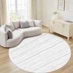 Nakagishi Round Rug Boho Area Rugs: 6x6 Washable Large Circle Neutral Soft Stain Resistant Non-Slip Carpet for Women Aged 25-45 Farmhouse Decor Enthusiasts - Living Room Bedroom Dining Room Nursery