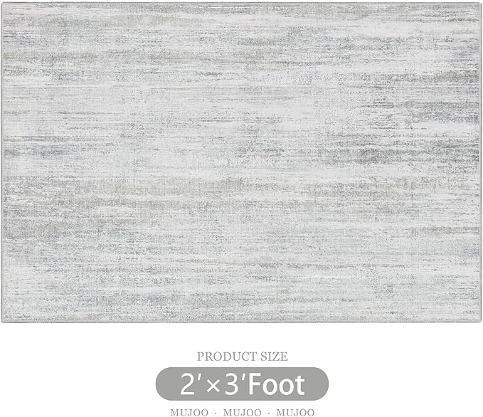 MUJOO Small Rug Washable,2x3 Area Rugs for Entryway Entry Entrance Bedroom Bathroom,Modern Abstract Low Pile Throw Rug,Front Door Mat Non Slip Accent Neutral Carpet Indoor Grey