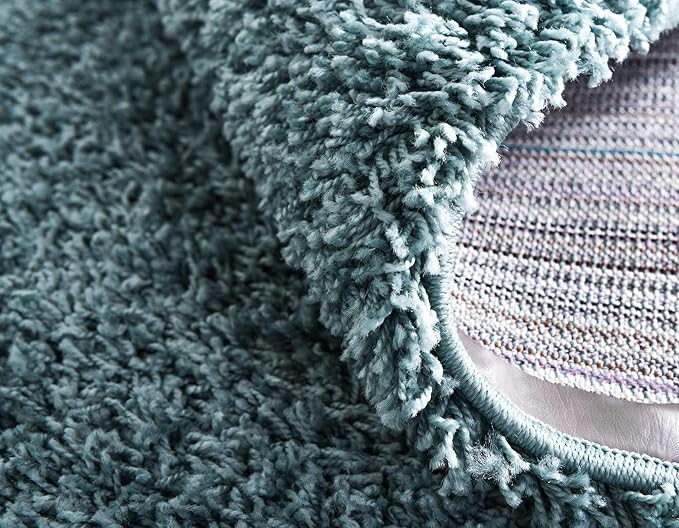 Unique Loom Solid Shag Collection Area Rug (5' 1" x 8' Rectangle, Light Slate Blue)