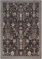 GLN Rugs Traditional Collection - Machine Washable Area Rug, Traditional Washable, Non Slip, Low Pile Chenille Rug, Living Room, Bedroom, Kitchen Rug (3' x 5' Black)