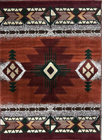 YHSF South West Native American Area Rug C318 - Easy Clean, Thick, Soft, Durable Native Tribal American Indian Inspired Rug for Bedroom/Living Room and More - Rust, 3 Feet 10 Inches x 5 Feet 2 Inches