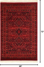 Unique Loom Tekke Collection Area Rug - Sheibani (4' 1" x 6' 1" Rectangle Red/Black)
