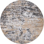 Rugs.com Leipzig Collection Round Rug – 7 Ft Round Beige Low-Pile Rug Perfect for Kitchens, Dining Rooms