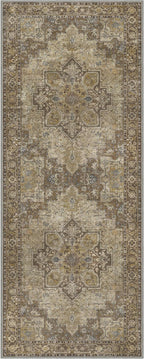 GENIMO 2'6''x8 Runner Rugs for Hallway, Machine Washable Non Slip Vintage Rugs, Low Pile Lightweight Soft Print Rug for enrtyway, Corridor, Home Office, Kitchen, Rustic Brown